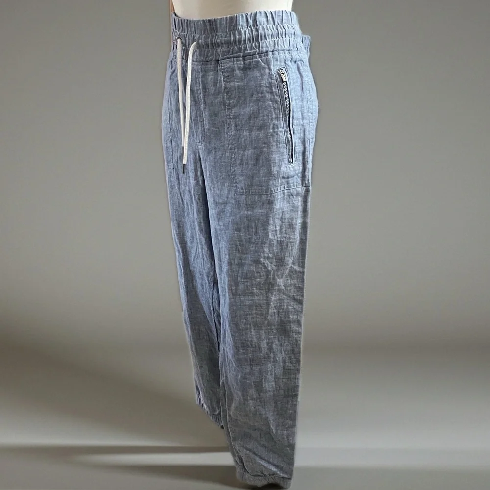 NWOT Athleta Light Blue Linen-Blend Drawstring Pants Sz 12 - Picture 5 of 12